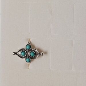 Size 3.5 Ring. NWT. Silver & Teal Colors. Aztec. Petite. Eclectic. Rare. Unique.